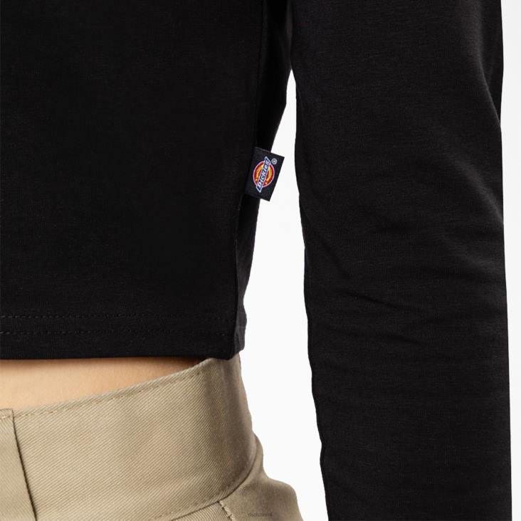 vrouwen Dickies cropped t-shirt met maple valley-logo en lange mouwen zwart (kbk) kleding 6F0X2052