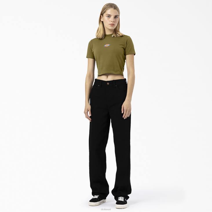 vrouwen Dickies cropped t-shirt met maple valley-logo groen mos (g2m) kleding 6F0X2096
