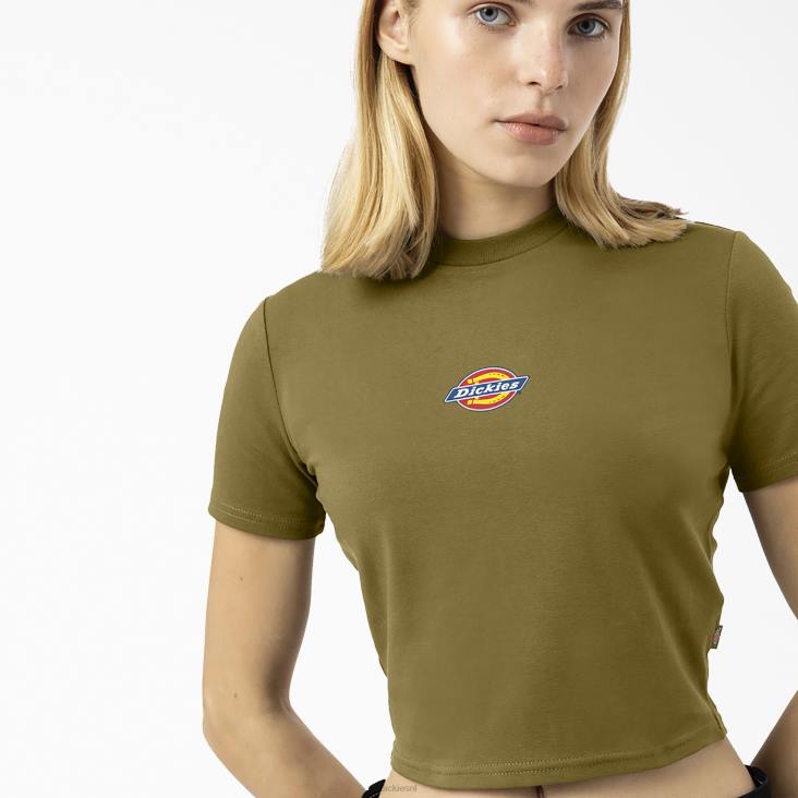 vrouwen Dickies cropped t-shirt met maple valley-logo groen mos (g2m) kleding 6F0X2096