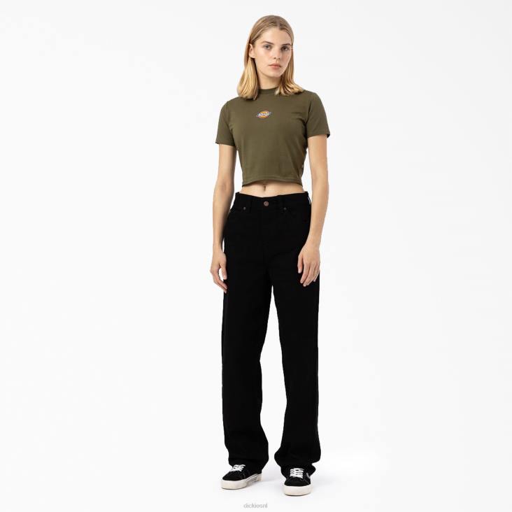 vrouwen Dickies cropped t-shirt met maple valley-logo militair groen (ml) kleding 6F0X2098