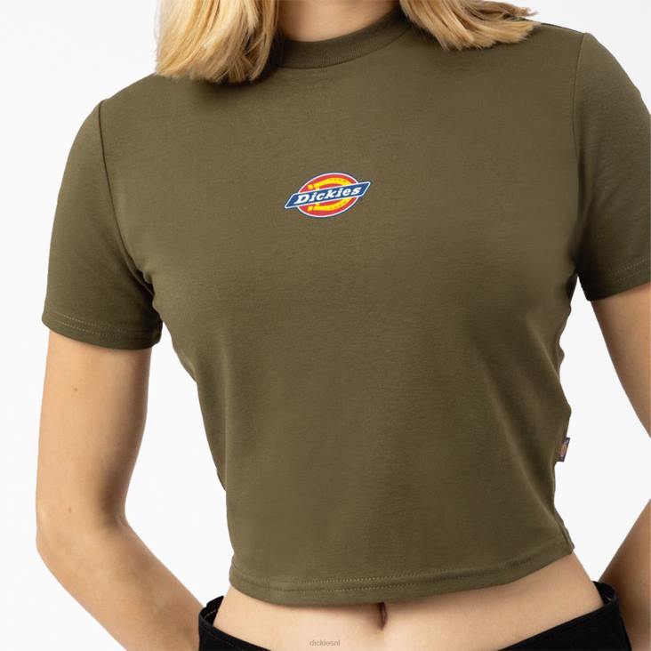 vrouwen Dickies cropped t-shirt met maple valley-logo militair groen (ml) kleding 6F0X2098