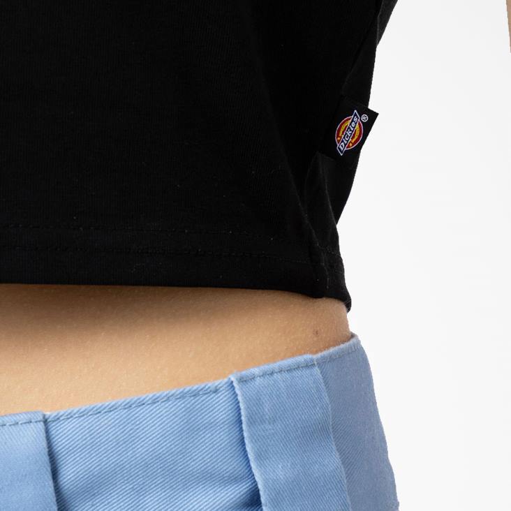 vrouwen Dickies cropped t-shirt met maple valley-logo zwart (kbk) kleding 6F0X2097