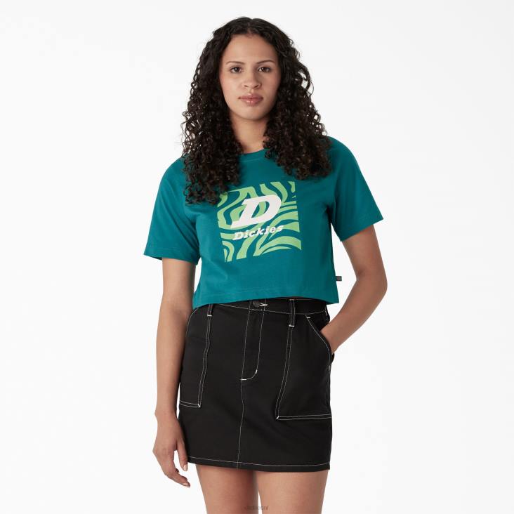 vrouwen Dickies cropped t-shirt met zebraprint diep meer (dl2) kleding 6F0X2192