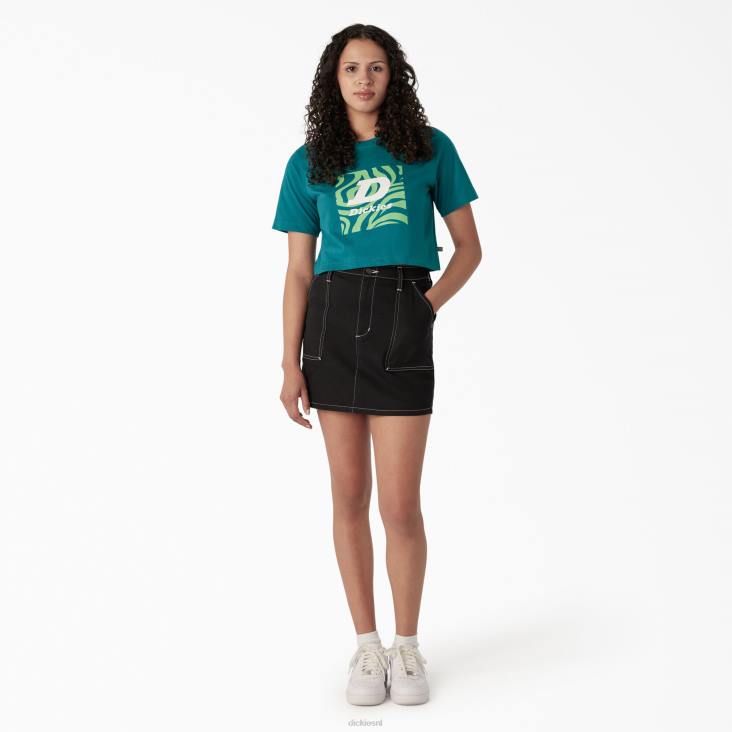 vrouwen Dickies cropped t-shirt met zebraprint diep meer (dl2) kleding 6F0X2192