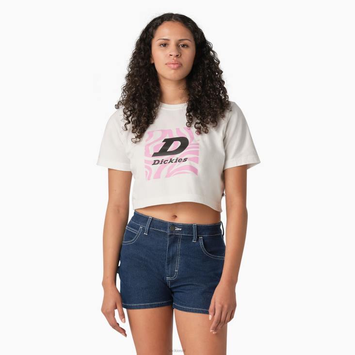 vrouwen Dickies cropped t-shirt met zebraprint wit (wh) kleding 6F0X2194