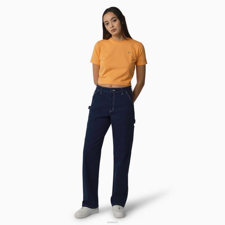vrouwen Dickies cropped t-shirt van maple valley papaya/cloud stitching (ycs) kleding 6F0X2011