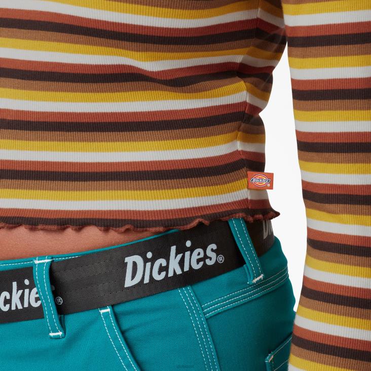 vrouwen Dickies gestreept cropped T-shirt met lange mouwen gember honing baby streep (gsn) kleding 6F0X2091