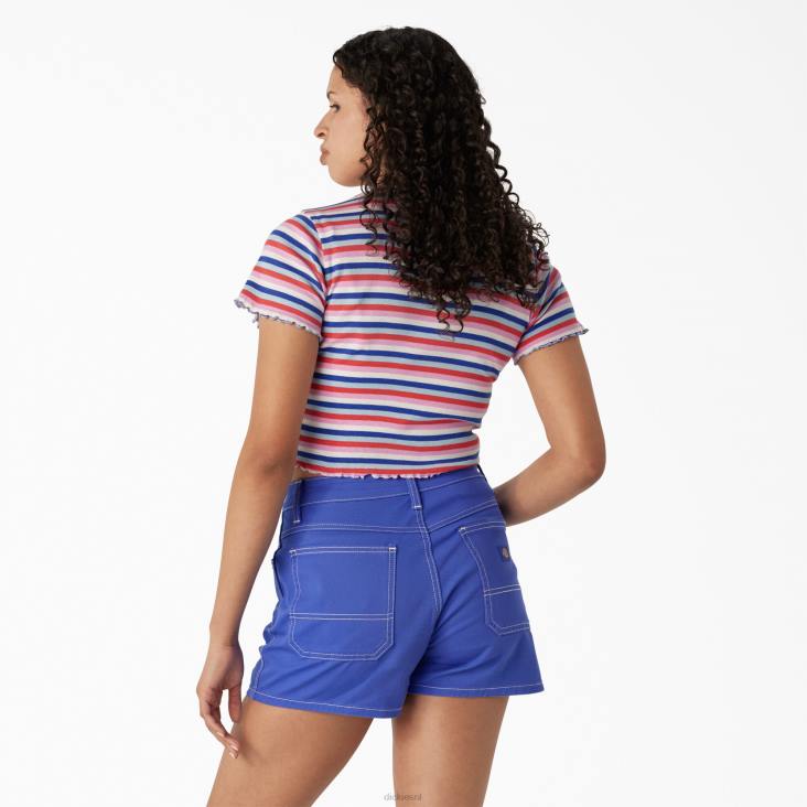 vrouwen Dickies gestreept cropped baby t-shirt blauwe ontdekkingsreizigerstreep (uxs) kleding 6F0X2079
