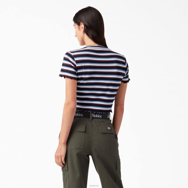 vrouwen Dickies gestreept cropped baby t-shirt wijn/jacaranda baby streep (wsj) kleding 6F0X2080