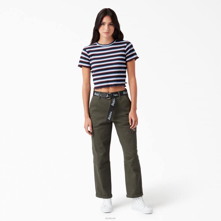vrouwen Dickies gestreept cropped baby t-shirt wijn/jacaranda baby streep (wsj) kleding 6F0X2080