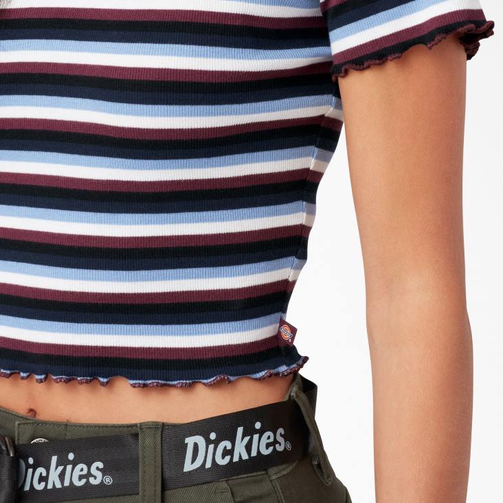 vrouwen Dickies gestreept cropped baby t-shirt wijn/jacaranda baby streep (wsj) kleding 6F0X2080