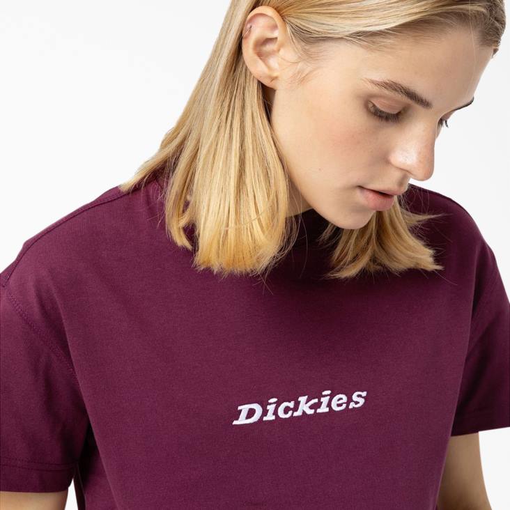 vrouwen Dickies loretto cropped t-shirt druivenwijn (gw9) kleding 6F0X2178