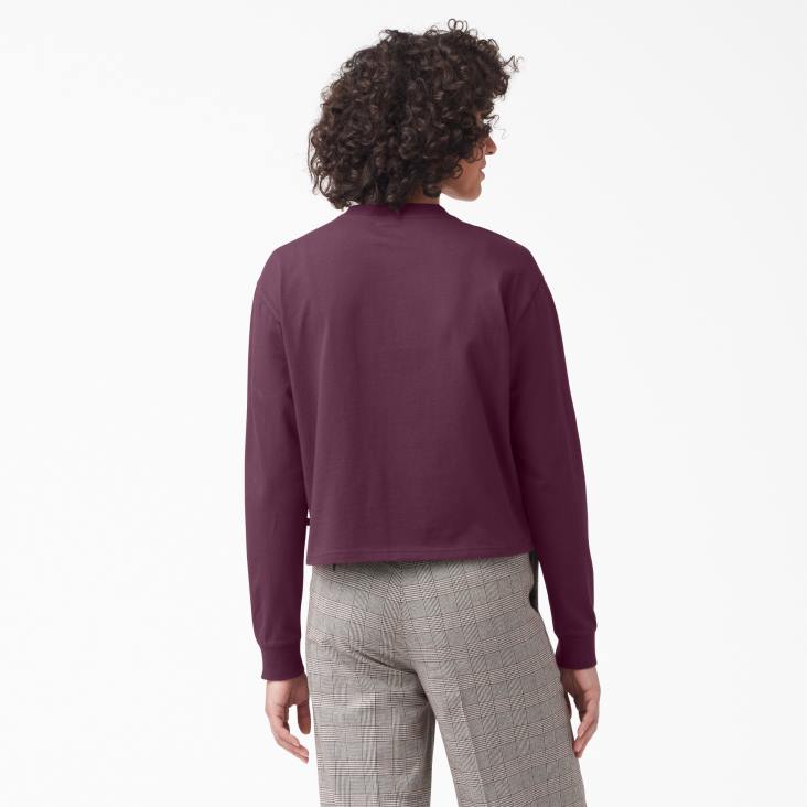 vrouwen Dickies loretto cropped t-shirt met lange mouwen druivenwijn (gw9) kleding 6F0X2160