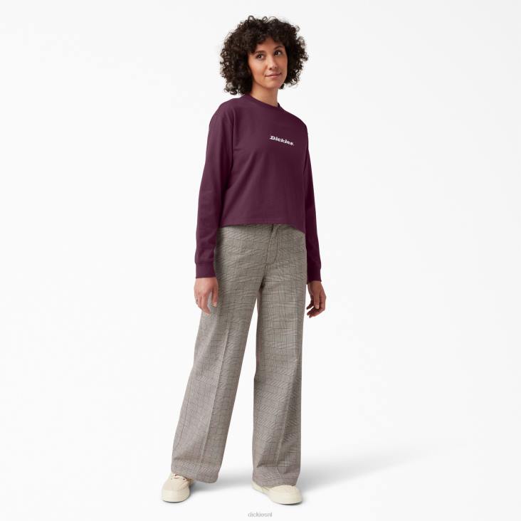 vrouwen Dickies loretto cropped t-shirt met lange mouwen druivenwijn (gw9) kleding 6F0X2160