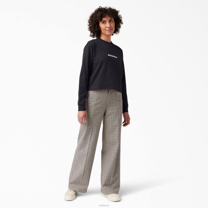 vrouwen Dickies loretto cropped t-shirt met lange mouwen zwart (kbk) kleding 6F0X2161