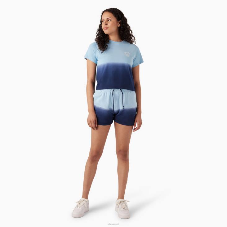 vrouwen Dickies ombre cropped t-shirt hemelsblauw/inkt marine dip dye (skd) kleding 6F0X2183