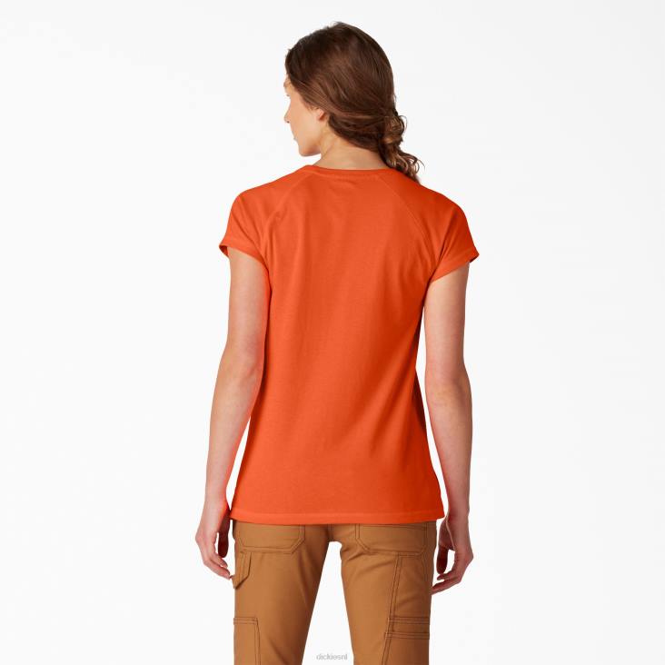 vrouwen Dickies verkoelend T-shirt met korte mouwen fel oranje (bod) kleding 6F0X1571