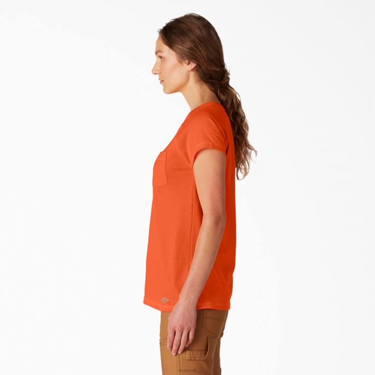 vrouwen Dickies verkoelend T-shirt met korte mouwen fel oranje (bod) kleding 6F0X1571
