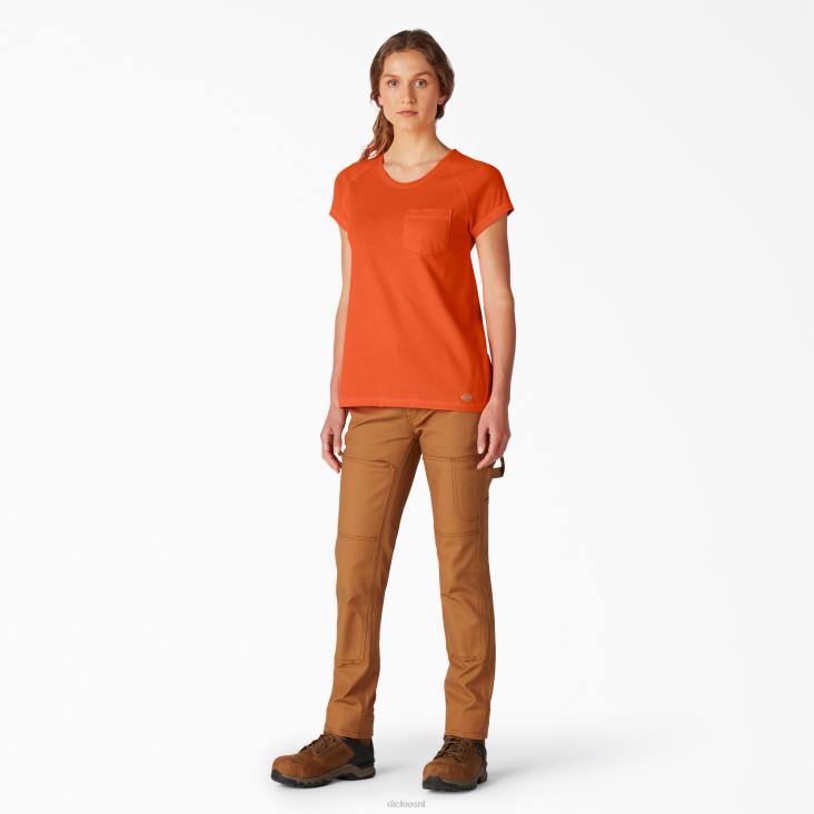 vrouwen Dickies verkoelend T-shirt met korte mouwen fel oranje (bod) kleding 6F0X1571