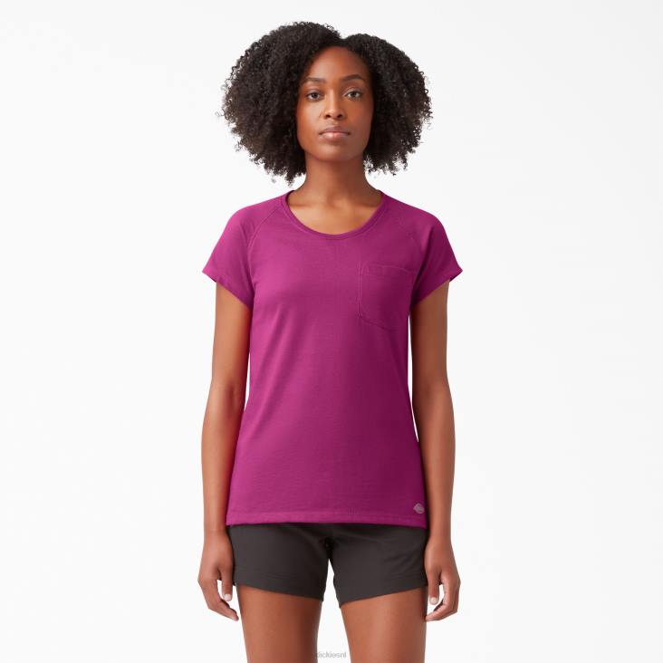 vrouwen Dickies verkoelend T-shirt met korte mouwen festival fuchsia (f2f) kleding 6F0X1577