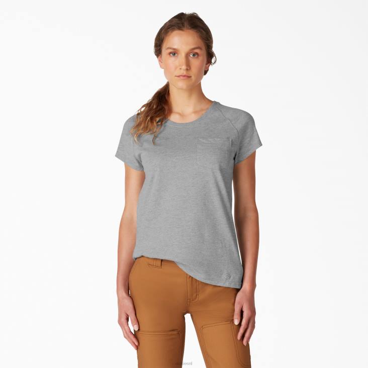 vrouwen Dickies verkoelend T-shirt met korte mouwen grijs gespikkeld (hg) kleding 6F0X1579