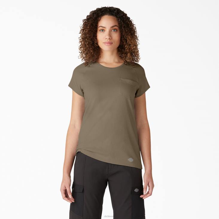 vrouwen Dickies verkoelend T-shirt met korte mouwen militair groene heide (mld) kleding 6F0X1581