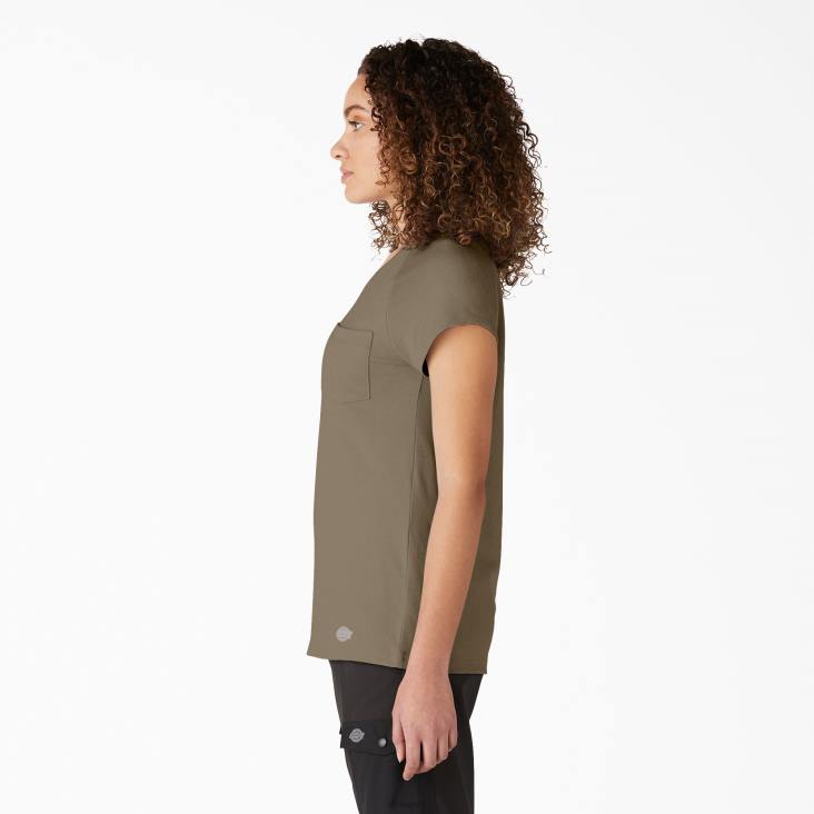 vrouwen Dickies verkoelend T-shirt met korte mouwen militair groene heide (mld) kleding 6F0X1581