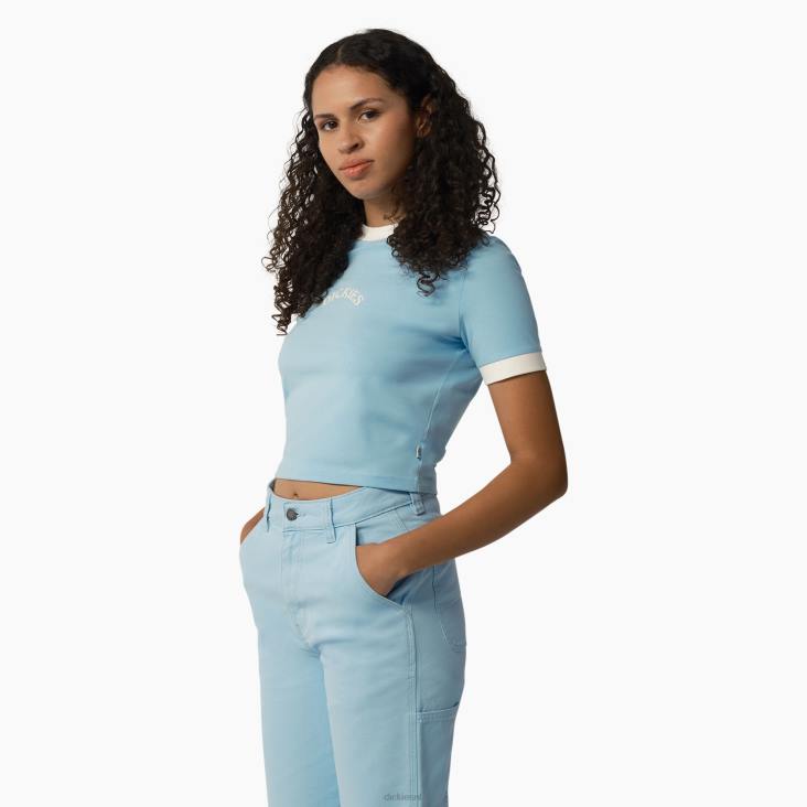 vrouwen Dickies warme lente t-shirt hemelsblauw (su9) kleding 6F0X1997