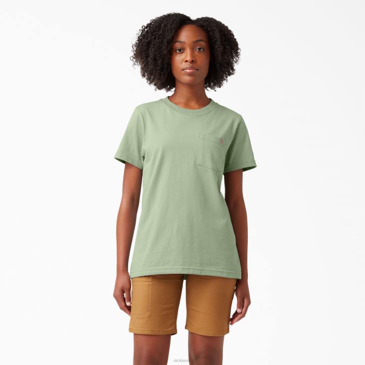 vrouwen Dickies zwaargewicht T-shirt met korte mouwen celadon groen (c2g) kleding 6F0X1956