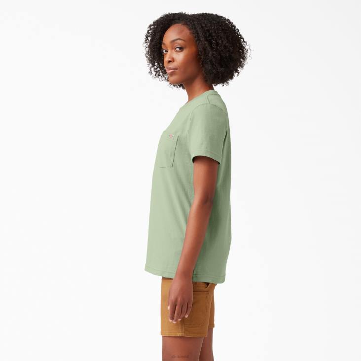 vrouwen Dickies zwaargewicht T-shirt met korte mouwen celadon groen (c2g) kleding 6F0X1956