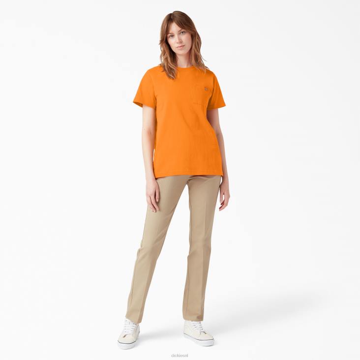 vrouwen Dickies zwaargewicht T-shirt met korte mouwen oranje (of) kleding 6F0X1962