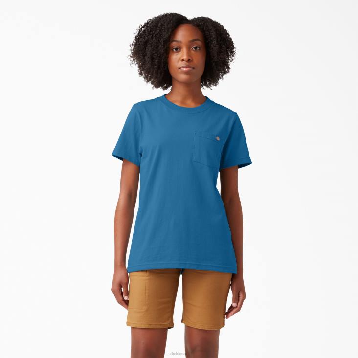 vrouwen Dickies zwaargewicht T-shirt met korte mouwen vallarta blauw (v2b) kleding 6F0X1963