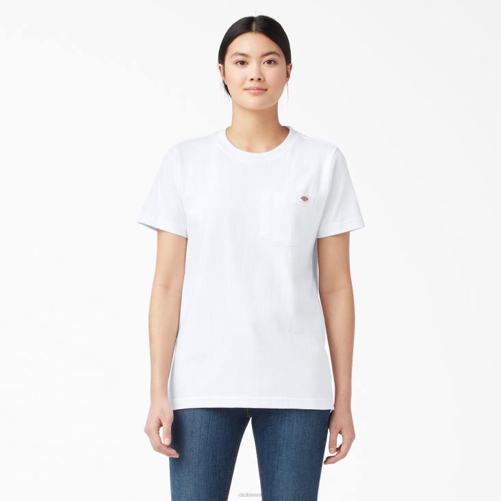 vrouwen Dickies zwaargewicht T-shirt met korte mouwen wit (wh) kleding 6F0X1964