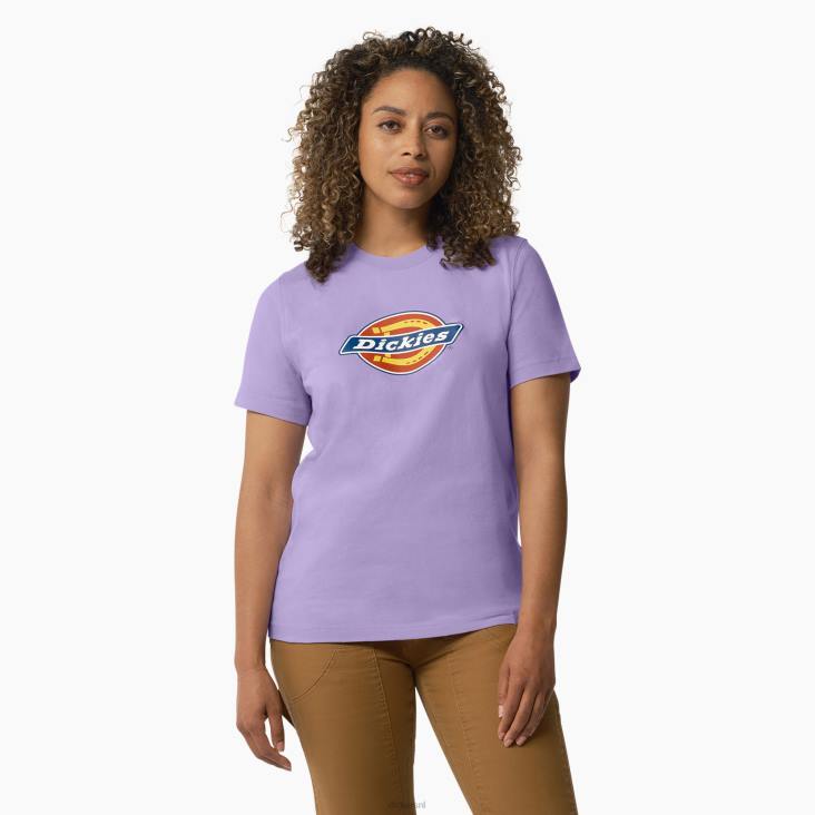 vrouwen Dickies zwaargewicht logo t-shirt paarse roos (ur2) kleding 6F0X2109