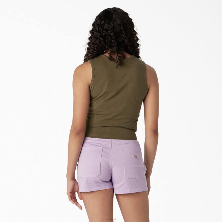 vrouwen Dickies cropped tanktop met racerback militair groen (ml) kleding 6F0X2172