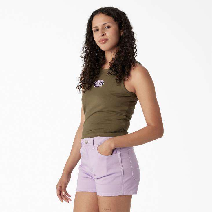 vrouwen Dickies cropped tanktop met racerback militair groen (ml) kleding 6F0X2172