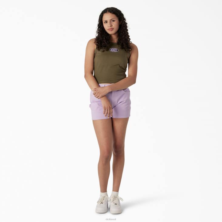 vrouwen Dickies cropped tanktop met racerback militair groen (ml) kleding 6F0X2172