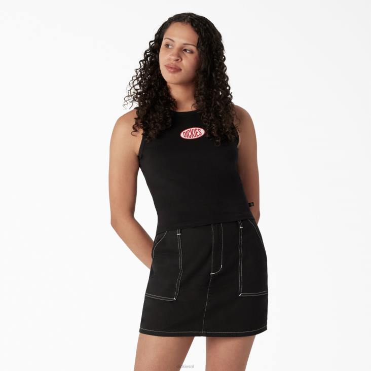 vrouwen Dickies cropped tanktop met racerback zwart (kbk) kleding 6F0X2171