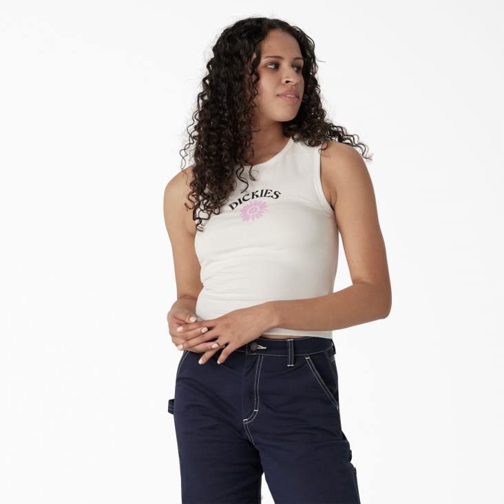 vrouwen Dickies grafische cropped tanktop wit (wh) kleding 6F0X2114