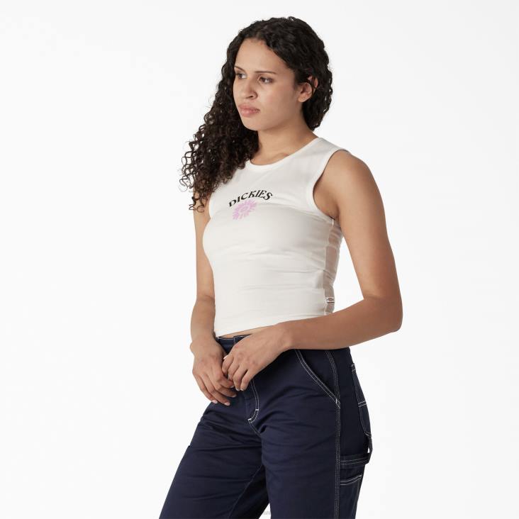 vrouwen Dickies grafische cropped tanktop wit (wh) kleding 6F0X2114