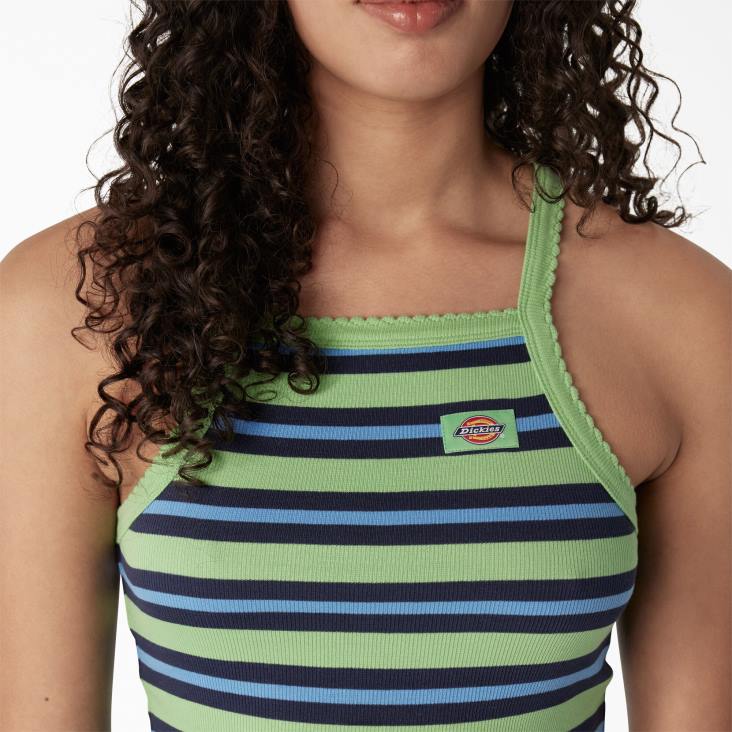 vrouwen Dickies ribgebreide cropped tanktop appel mint zomer kermis streep (asm) kleding 6F0X2081