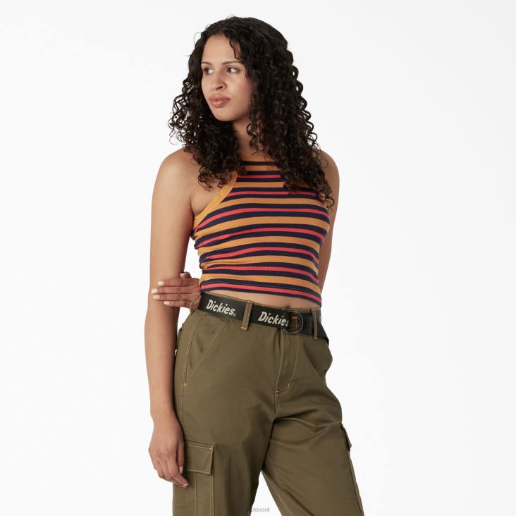 vrouwen Dickies ribgebreide cropped tanktop goudklompje zomer eerlijke streep (ngs) kleding 6F0X2084
