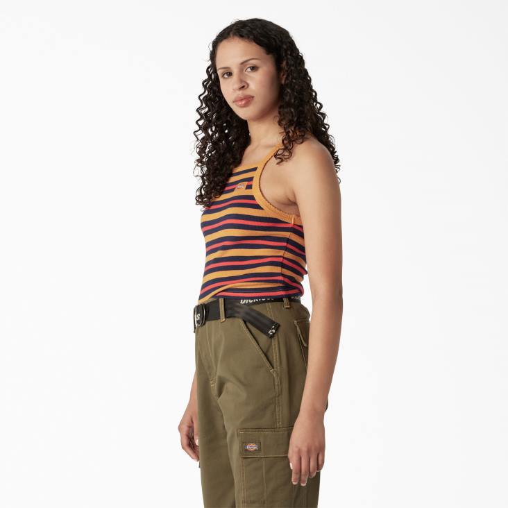 vrouwen Dickies ribgebreide cropped tanktop goudklompje zomer eerlijke streep (ngs) kleding 6F0X2084