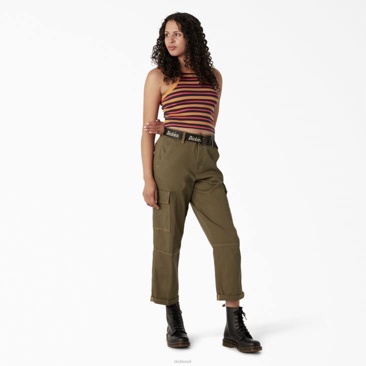vrouwen Dickies ribgebreide cropped tanktop goudklompje zomer eerlijke streep (ngs) kleding 6F0X2084