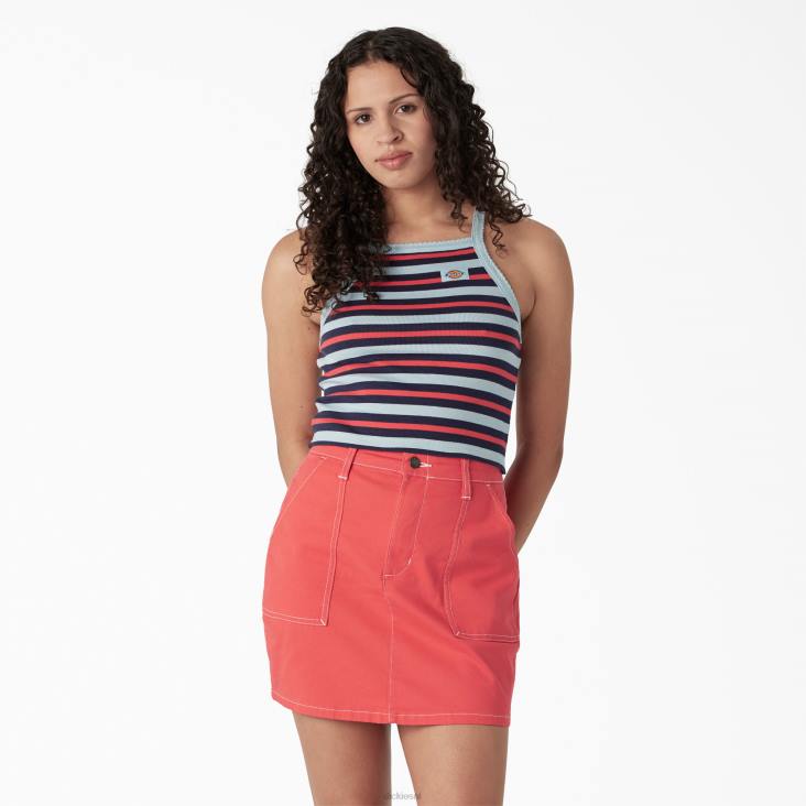 vrouwen Dickies ribgebreide cropped tanktop hemelsblauw zomer fair streep (sks) kleding 6F0X2085