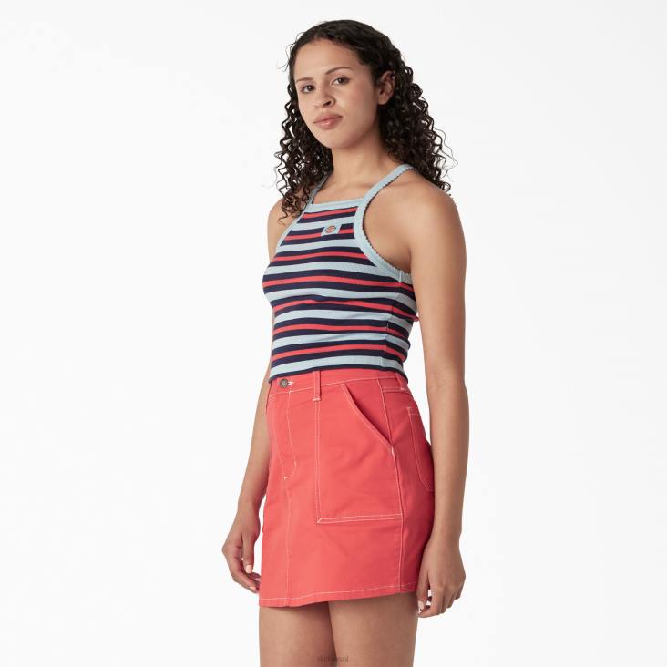 vrouwen Dickies ribgebreide cropped tanktop hemelsblauw zomer fair streep (sks) kleding 6F0X2085