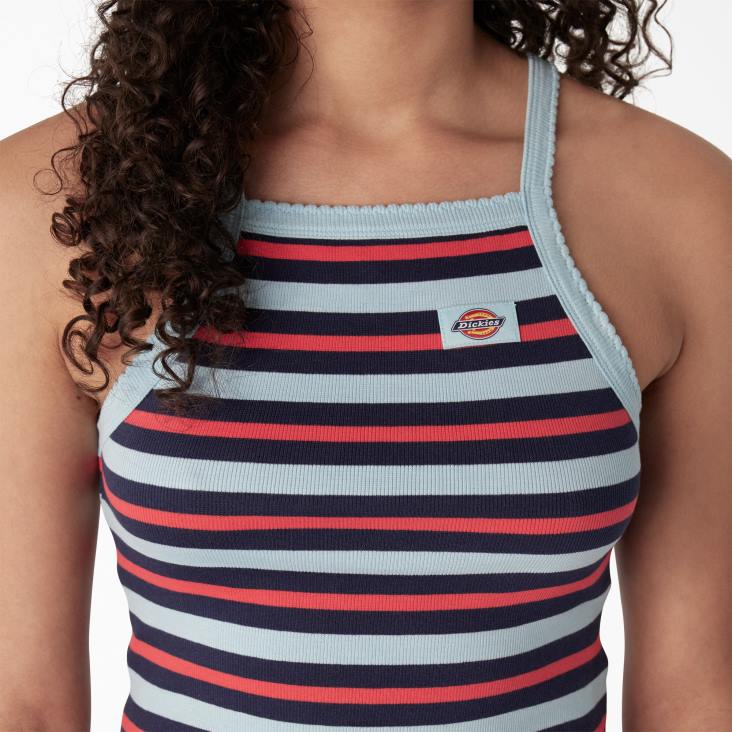 vrouwen Dickies ribgebreide cropped tanktop hemelsblauw zomer fair streep (sks) kleding 6F0X2085