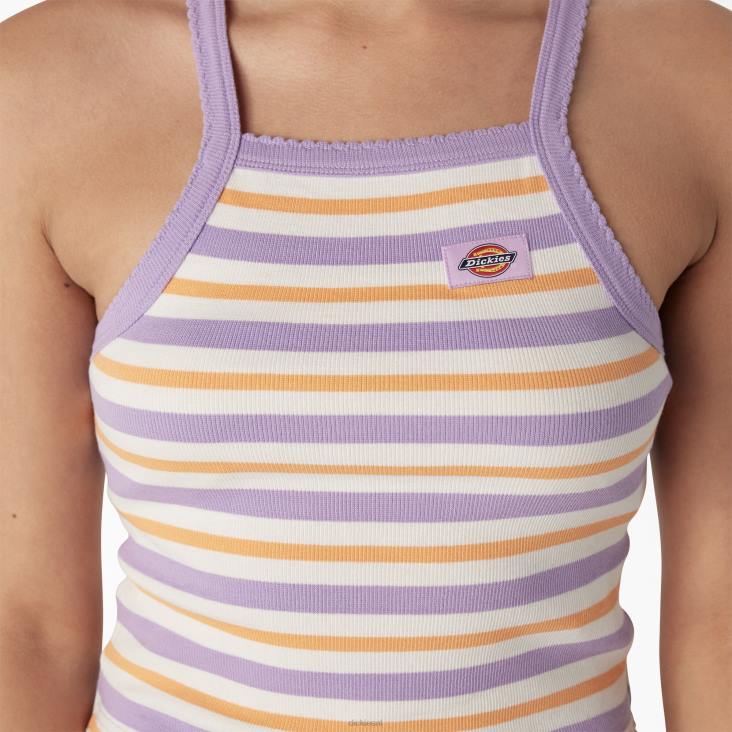 vrouwen Dickies ribgebreide cropped tanktop paarse zomer eerlijke streep (ums) kleding 6F0X2086