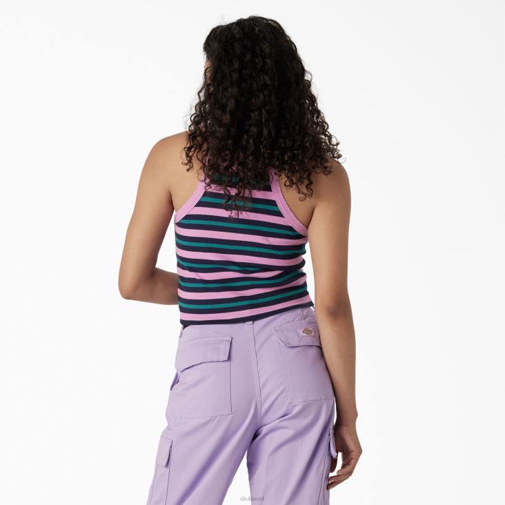 vrouwen Dickies ribgebreide cropped tanktop wilde roos zomer eerlijke streep (wfs) kleding 6F0X2087