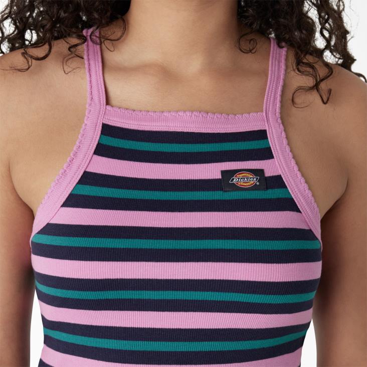 vrouwen Dickies ribgebreide cropped tanktop wilde roos zomer eerlijke streep (wfs) kleding 6F0X2087